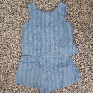 Toddler Girl Denim Blue Sleeveless Romper